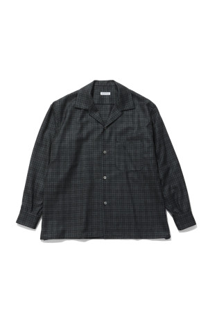 Wool Plaid Open Collar Shirt - BROWN (KS26FSH08)