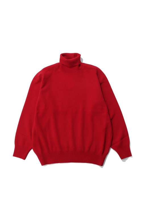 EXTRA FINE WOOL KNIT TURTLE NECK LS - RED (ST.1635) | セレクト