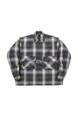 TECH SPORTS OPEN COLLAR SHIRT L/S BIG TARTAN - BLACK (BE-81026W)