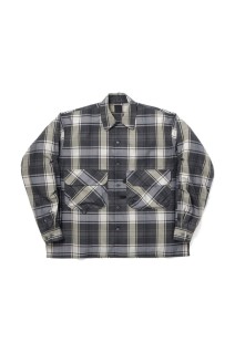 TECH SPORTS OPEN COLLAR SHIRT L/S BIG TARTAN - BLACK (BE-81026W)