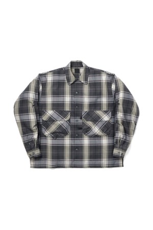 TECH SPORTS OPEN COLLAR SHIRT L/S BIG TARTAN - BLACK (BE-81026W)