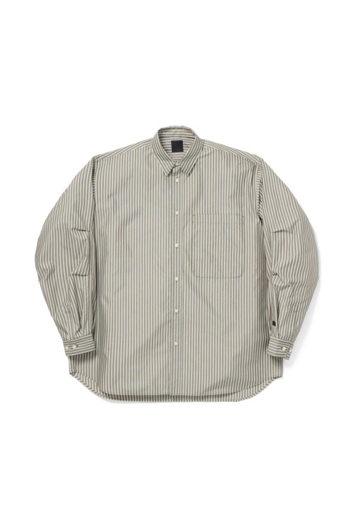 TECH REGULAR COLLAR SHIRT L/S STRIPE - LT.BROWN (BE-83026W