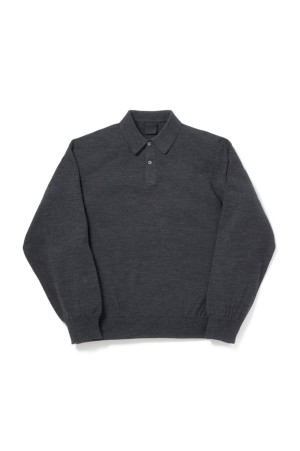 TECH KNIT POLO L/S Brewed Protein(TM) - CHARCOAL (BE-71026W)