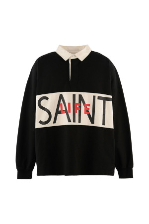 LS POLO SHIRT / SAINT LIFE - BLACK (SM-MK1-0000-023)