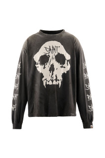 BAPE_LS T-SHIRT / SKULL - BLACK (SM-MK1-0000-C37)