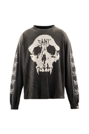 BAPE_LS T-SHIRT / SKULL - BLACK (SM-MK1-0000-C37)