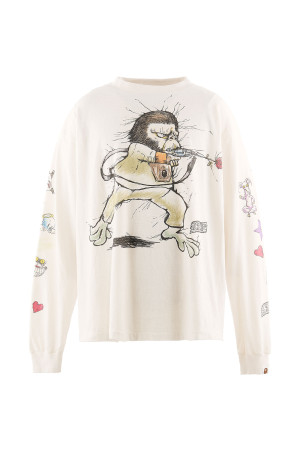 BAPE_LS T-SHIRT / RUNNING - WHITE (SM-MK1-0000-C38)