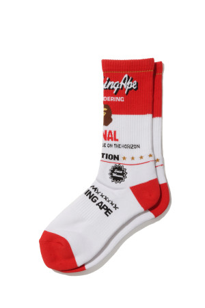 BAPE_SOCKS / FAINAL - WHITExRED (SM-MK1-0000-C40)