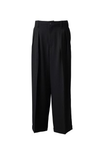 Slab Rayon Two-tuck Prime-Wide Slacks - BLACK (11261461606)