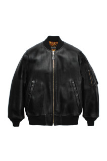 LEATHER MA-1 FLIGHT JACKET ( TYPE-2 ) - BLACK (26FWE-WMO-BL02)