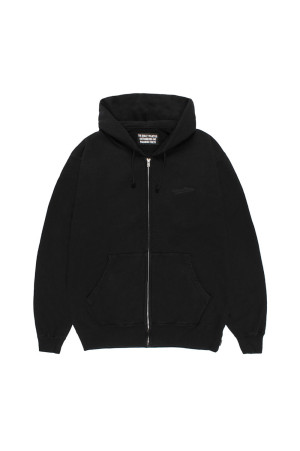 WASHED MIDDLE WEIGHT FULL ZIP HOODED SWEAT SHIRT - BLACK (26FWE-WMC-SS01)