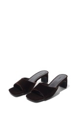 Squaretoe Velour Mule - BROWN (62611027)