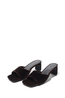 Squaretoe Velour Mule - BROWN (62611027)