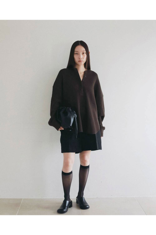 Waffle Loose Henleytops - BROWN (62620605) | セレクトショップ
