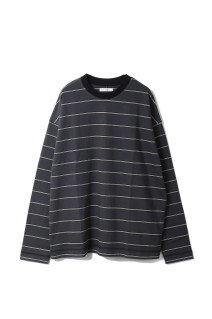 Border Loose Long T-shirts - CHARCOAL GRAY (62620620)