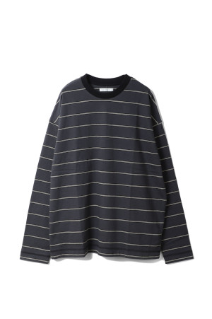 Border Loose Long T-shirts - CHARCOAL GRAY (62620620)