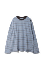 Border Loose Long T-shirts - ICE BLUE (62620620)
