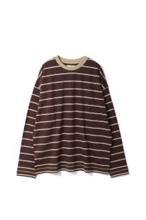 Border Loose Long T-shirts - CHARCOAL GRAY (62620620)