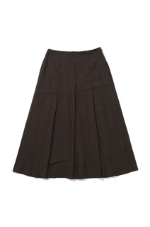 Stripe Pleats Skirt - BROWN (62620804)