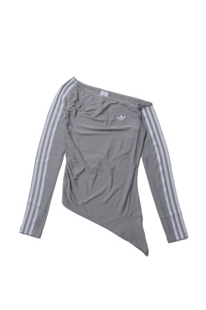 ONE SHOULDER ASYMETRIC TOP - GREY HEATHER (LE8311)