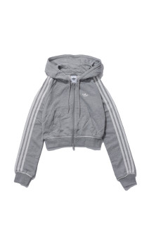 GRAPHIC SHORT FRONT ZIP TRACK TOP - GREY HEATHER (LE8319)