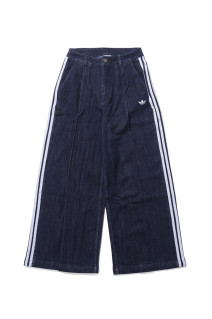 DENIM PLEATS WIDE LEG PANTS - INDIGO WASH (LE8302)