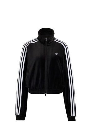 PLEATED VELOUR TRACK TOP - BLACK (LG4297)
