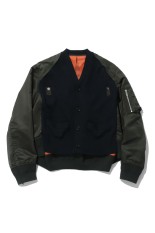 Wool Knit x Sponge Sweat Blouson - BLACKxBLACK 002 (SCM-250