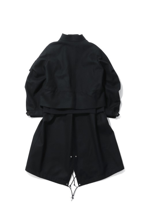 Wool Flannel x Nylon Twill Coat - BLACK 001 (26-08638) | セレクト
