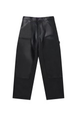 FAUX LEATHER EXTRA BAGGY DOUBLE KNEE PANTS - BLACK (BEPSS26PA16)