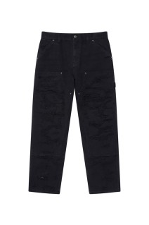 DESTROYED DOUBLE KNEE PAINTER PANTS - BLACK (BEPSS26PA21)