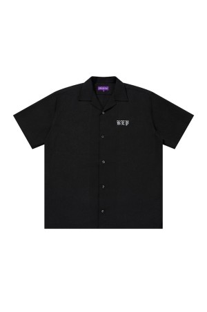 3 LETTER OE OPEN COLLARED S/S SHIRT - BLACK (BEPSS26TP32)