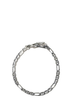 Stud Link Figaro Chain Bracelet - Silver (RX-625-1)