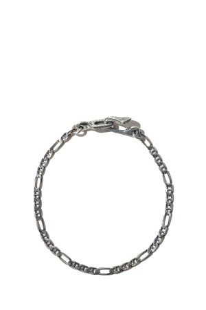 Stud Link Figaro Narrow Chain Bracelet - Silver (RX-626-1)