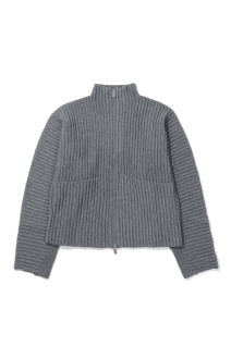 GLOBE RIB KNIT CARDIGAN - RHINO (T250103)