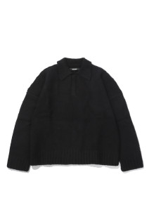 WOOL KNIT POLO - NIGHT (T240270)