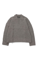 WOOL KNIT POLO - LATTE GRAIN (T240270)