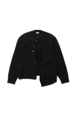 Sculptural Wired Crew Neck Cardigan - Black (YK26FW01384S)