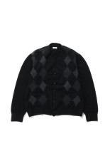 Boiled Wool Argyle Sweater - Black (YK26FW01383S)