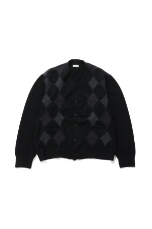Boiled Wool Argyle Sweater - Black (YK26FW01383S)