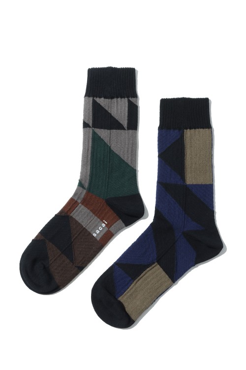sacai x A.P.C. Quilts Socks - BROWN MULTI 620 (26-01177S