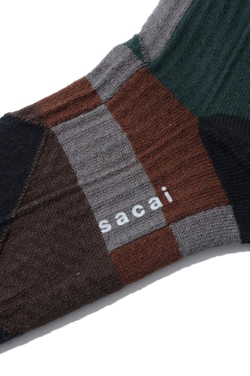 sacai x A.P.C. Quilts Socks - BROWN MULTI 620 (26-01177S