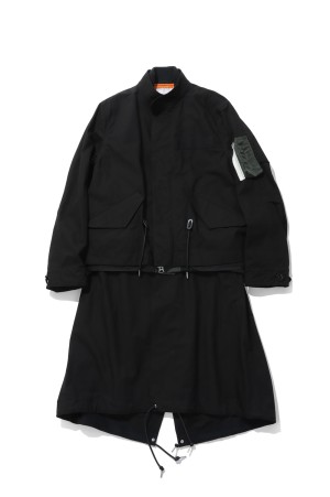 Nylon Twill x Rip Stop Coat - BLACKxD/KHAKI 045 (26-04034M