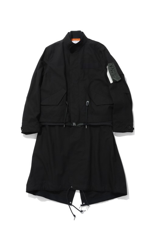 Nylon Twill x Rip Stop Coat - BLACKxD/KHAKI 045 (26-04034M