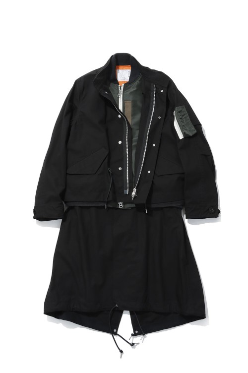 Nylon Twill x Rip Stop Coat - BLACKxD/KHAKI 045 (26-04034M