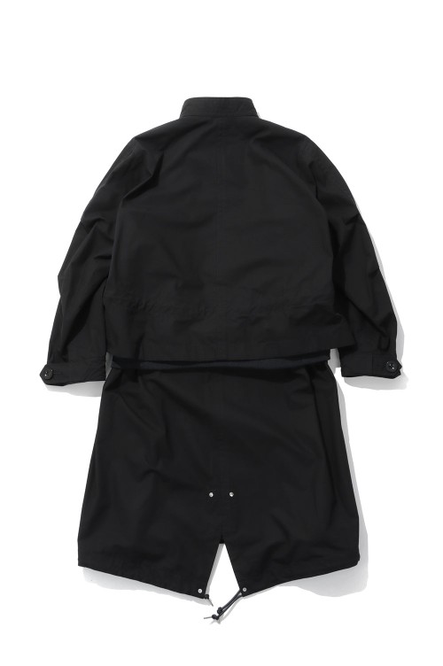 Nylon Twill x Rip Stop Coat - BLACKxD/KHAKI 045 (26-04034M