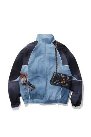 TROMPE L’OEIL EMBROIDERY ANORAK - NAVY (26AW37BL269)