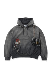 TROMPE L’OEIL EMBROIDERY HOODIE - BLACK (26AW07CS447)