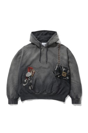 TROMPE L’OEIL EMBROIDERY HOODIE - BLACK (26AW07CS447)
