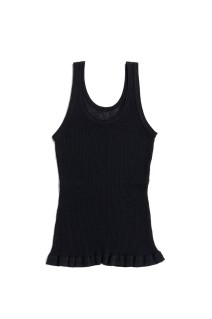 Sheer Rib Frill Hem Knit Tank -BLACK (31261365603)